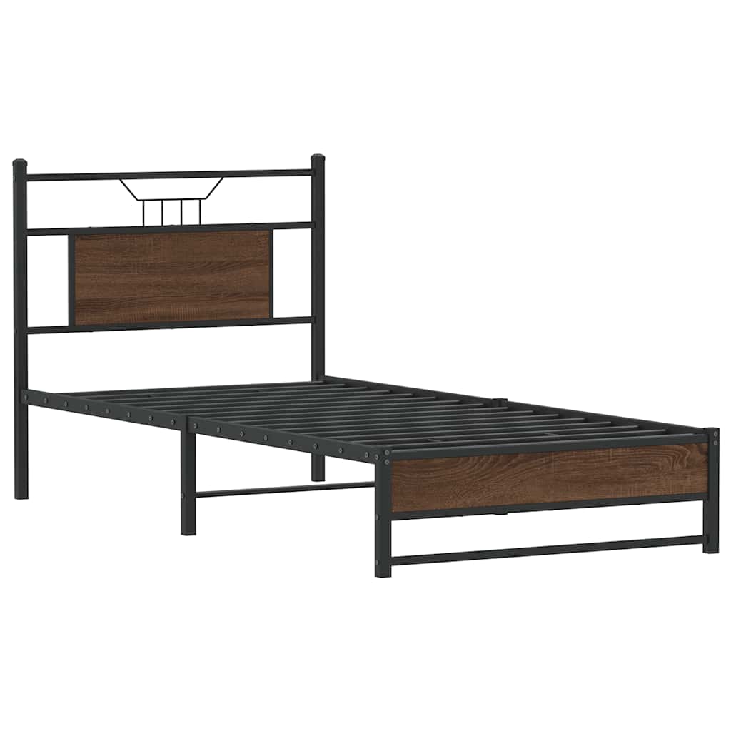 Bed Frame without Mattress Brown Oak 90x190 cm Single Engineered Wood