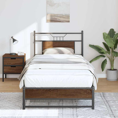 Bed Frame without Mattress Brown Oak 90x190 cm Single Engineered Wood