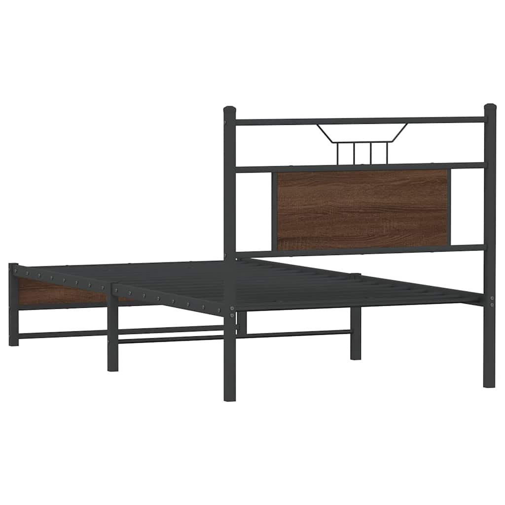Bed Frame without Mattress Brown Oak 90x190 cm Single Engineered Wood