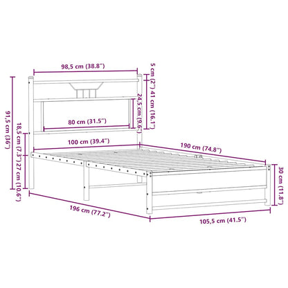 Bed Frame without Mattress Brown Oak 100x190 cm Engineered Wood