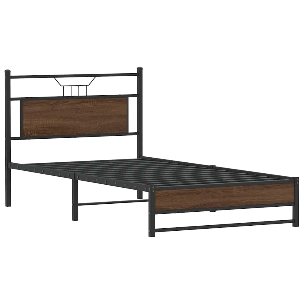 Bed Frame without Mattress Brown Oak 100x200 cm Engineered Wood