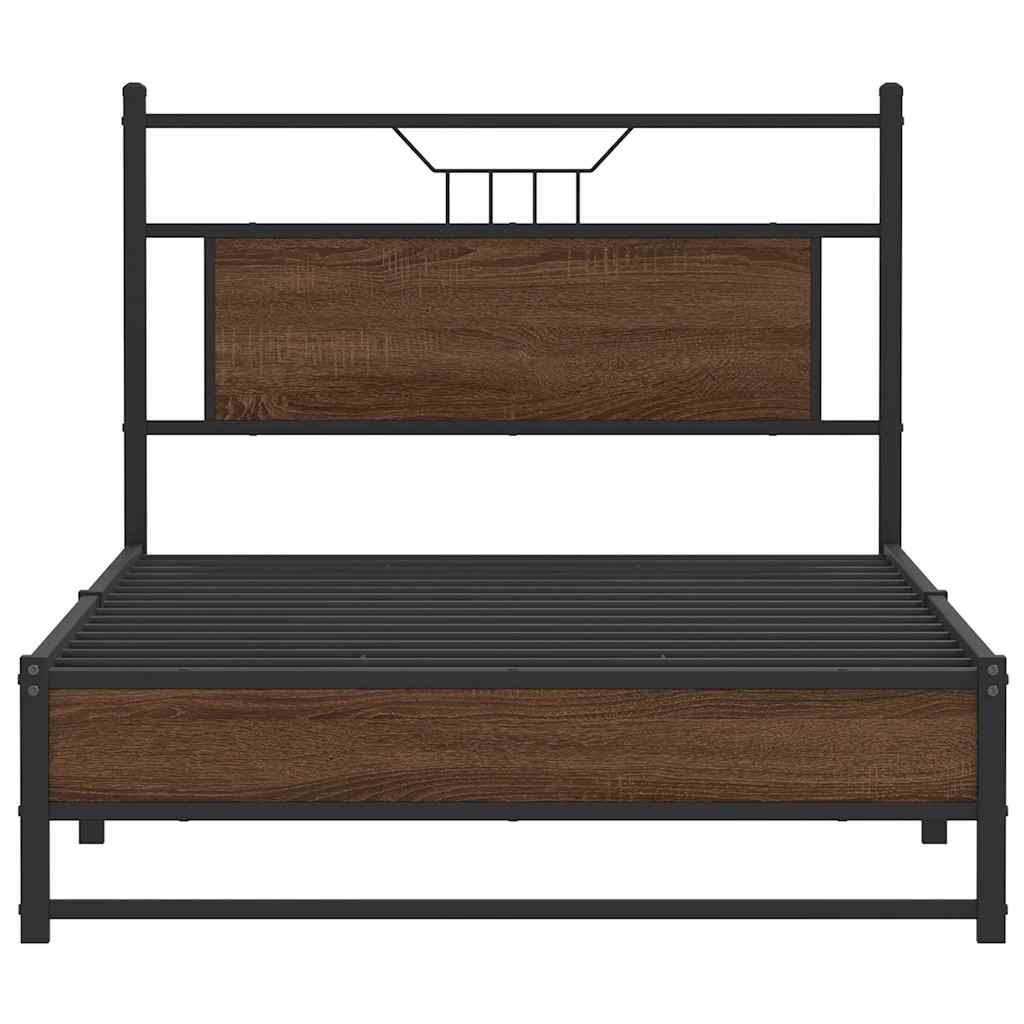 Bed Frame without Mattress Brown Oak 100x200 cm Engineered Wood