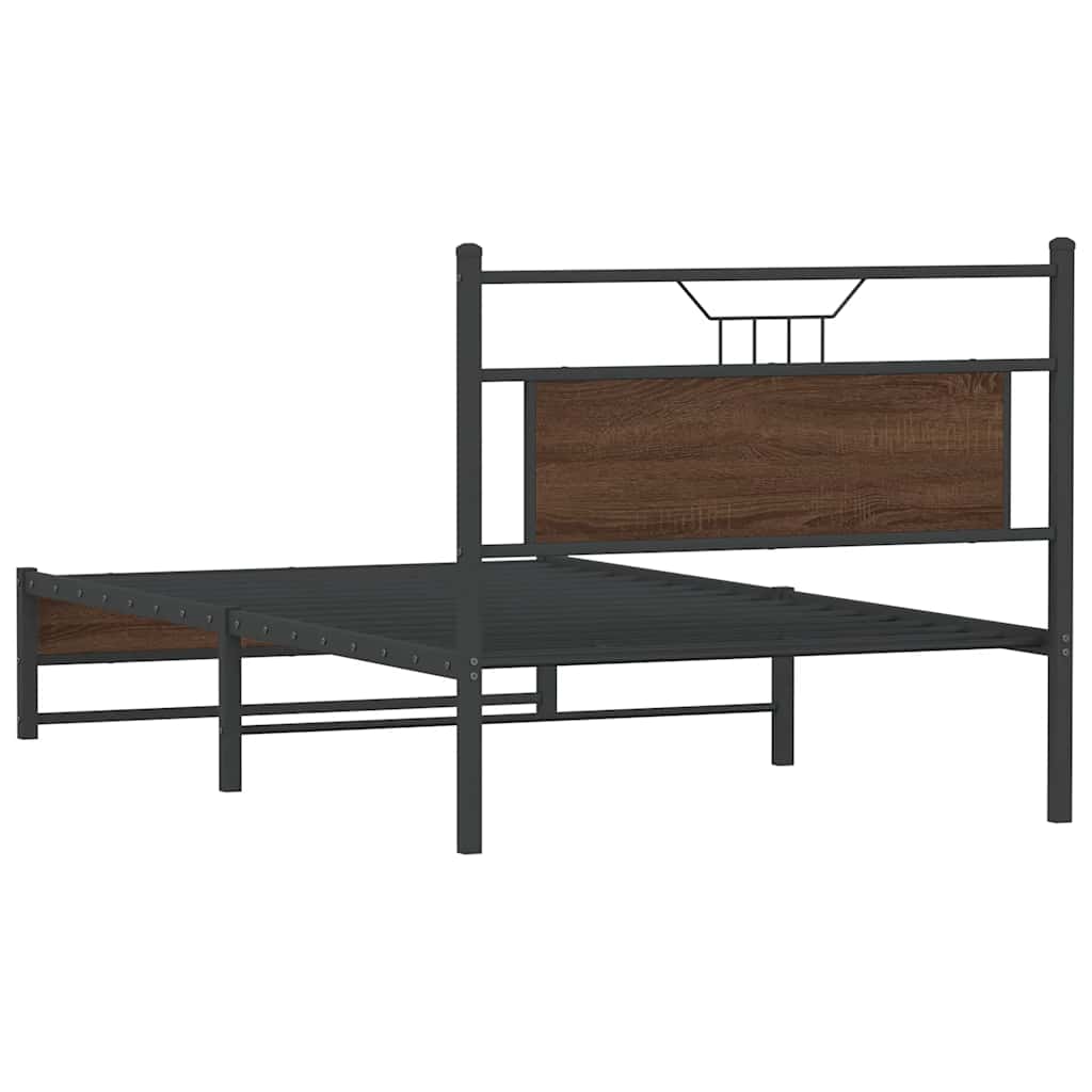 Bed Frame without Mattress Brown Oak 100x200 cm Engineered Wood