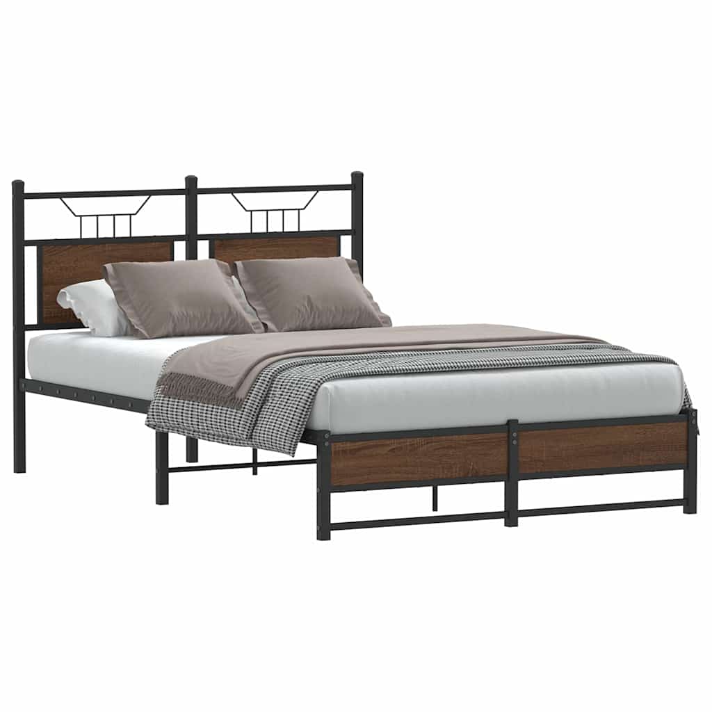 Bed Frame without Mattress Brown Oak 120x200 cm Engineered Wood