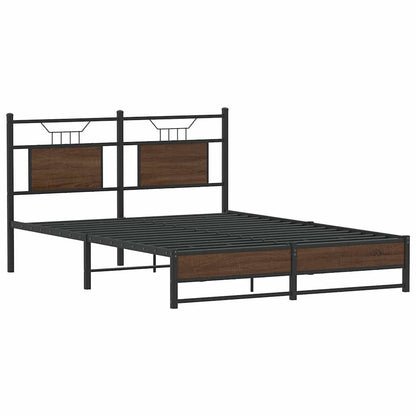 Bed Frame without Mattress Brown Oak 140x190 cm Engineered Wood