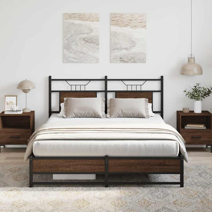 Bed Frame without Mattress Brown Oak 140x190 cm Engineered Wood