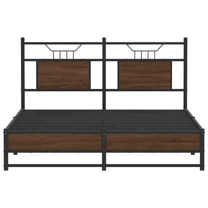 Bed Frame without Mattress Brown Oak 140x190 cm Engineered Wood