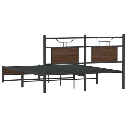 Bed Frame without Mattress Brown Oak 140x190 cm Engineered Wood