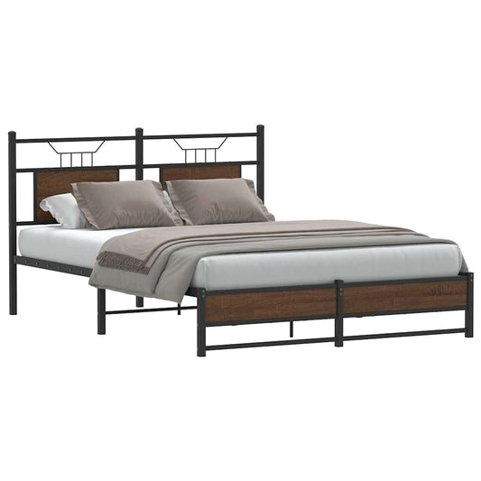 Bed Frame without Mattress Brown Oak 140x200 cm Engineered Wood
