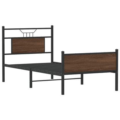 Bed Frame without Mattress Brown Oak 75x190 cm Small Single Engineered Wood