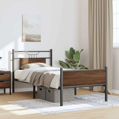 Bed Frame without Mattress Brown Oak 75x190 cm Small Single Engineered Wood
