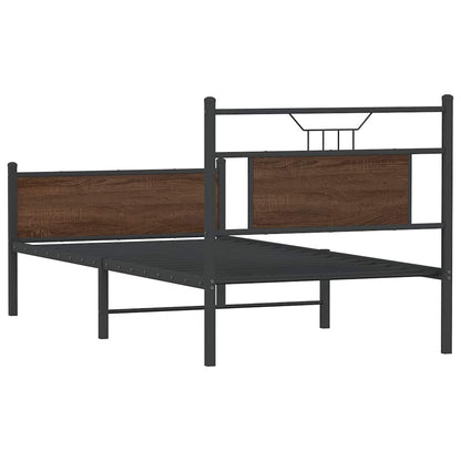 Bed Frame without Mattress Brown Oak 75x190 cm Small Single Engineered Wood