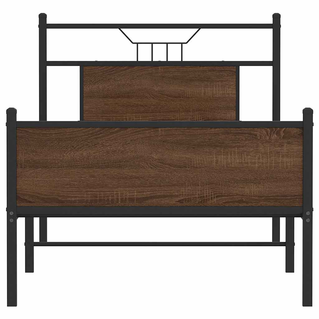 Bed Frame without Mattress Brown Oak 80x200 cm Engineered Wood