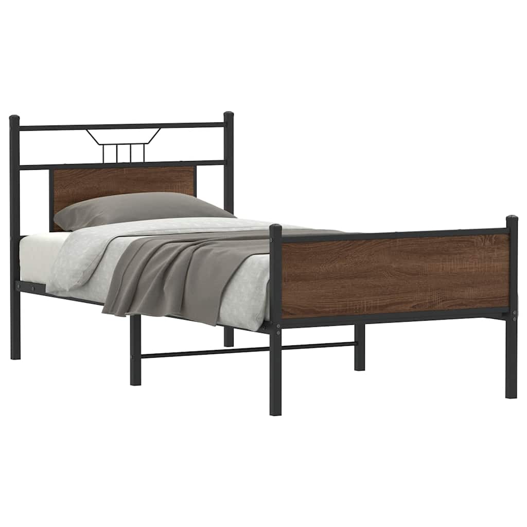 Bed Frame without Mattress Brown Oak 80x200 cm Engineered Wood