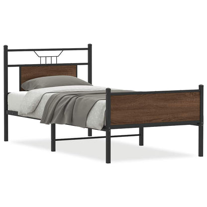 Bed Frame without Mattress Brown Oak 90x200 cm Engineered Wood