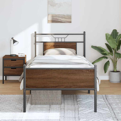 Bed Frame without Mattress Brown Oak 90x200 cm Engineered Wood