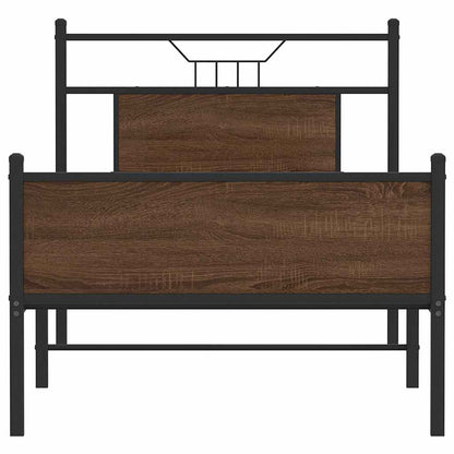 Bed Frame without Mattress Brown Oak 90x200 cm Engineered Wood