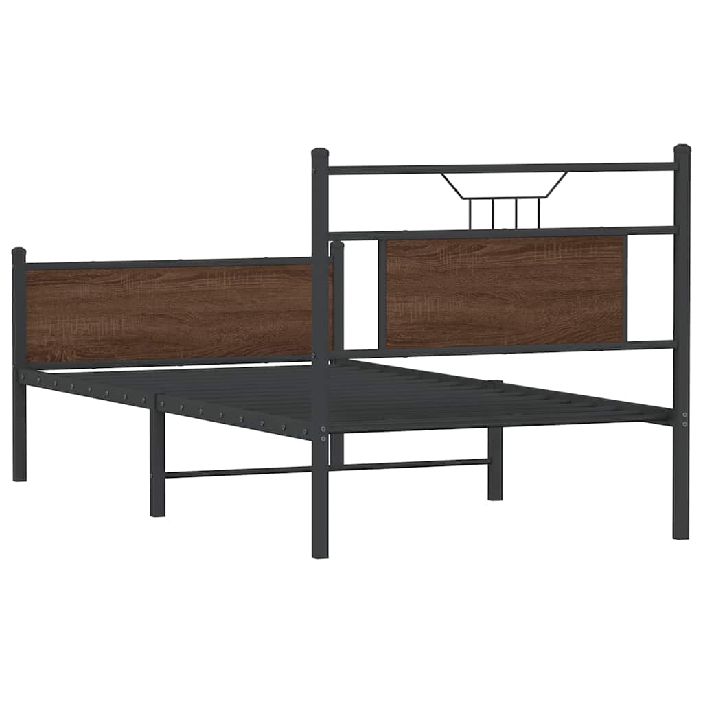 Bed Frame without Mattress Brown Oak 90x200 cm Engineered Wood