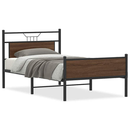 Bed Frame without Mattress Brown Oak 100x190 cm Engineered Wood