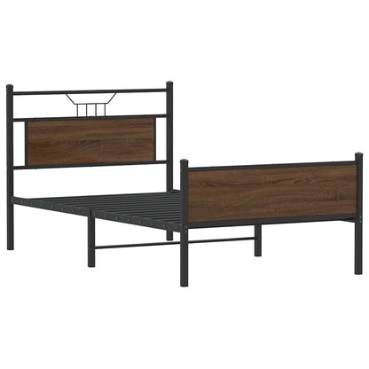 Bed Frame without Mattress Brown Oak 100x190 cm Engineered Wood