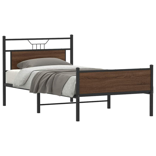 Bed Frame without Mattress Brown Oak 100x190 cm Engineered Wood