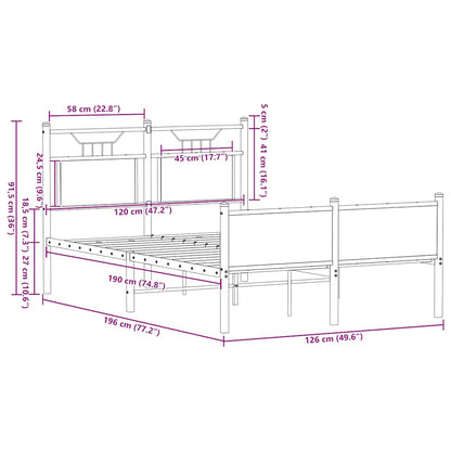 Bed Frame without Mattress Brown Oak 120x190 cm Small Double Engineered Wood