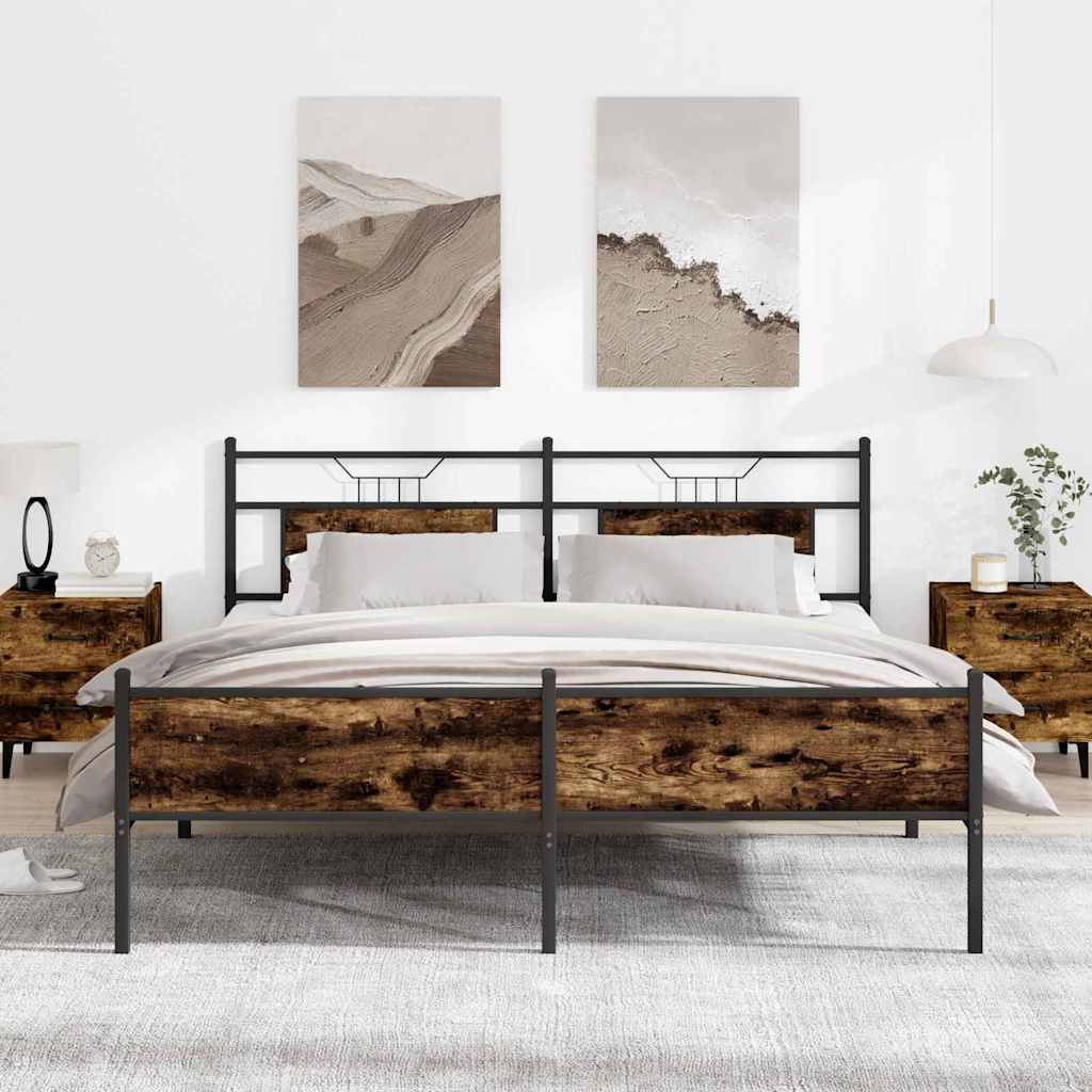 Bed Frame without Mattress Brown Oak 137x190 cm Engineered Wood