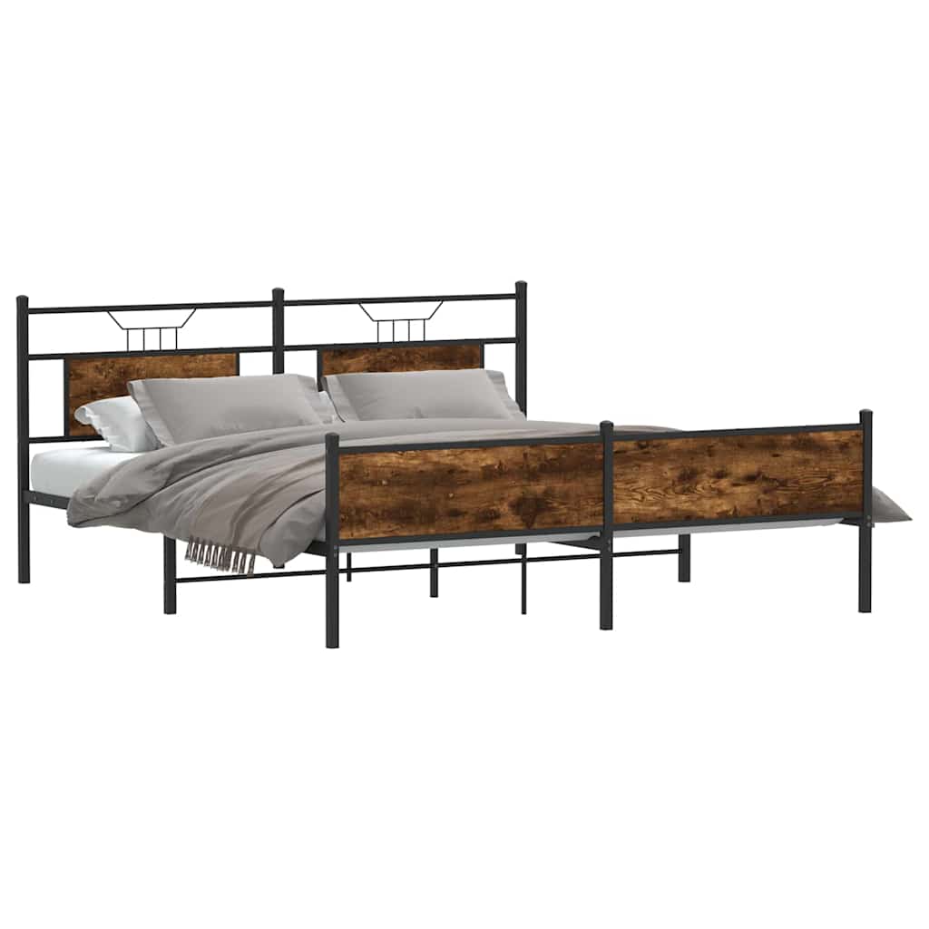 Bed Frame without Mattress Brown Oak 137x190 cm Engineered Wood