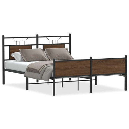 Bed Frame without Mattress Brown Oak 140x200 cm Engineered Wood
