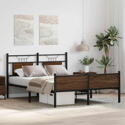 Bed Frame without Mattress Brown Oak 140x200 cm Engineered Wood