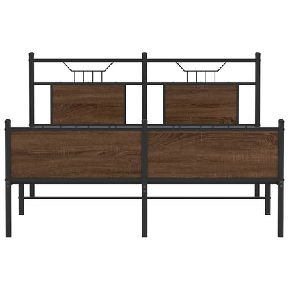 Bed Frame without Mattress Brown Oak 140x200 cm Engineered Wood