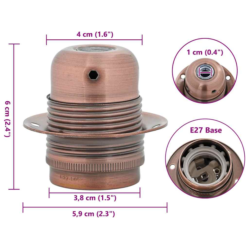 Lamp Holders 2 pcs Red Bronze E27