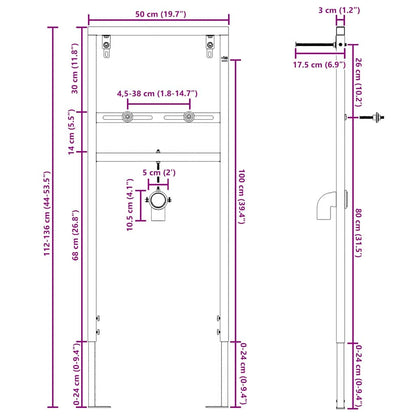 Bathroom Wall Support Height Adjustable Blue 50 x 3 x 112 cm