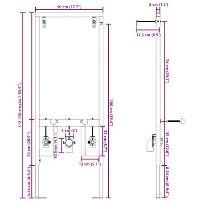 Bathroom Wall Support Height Adjustable Blue 50 x 3 x 112 cm