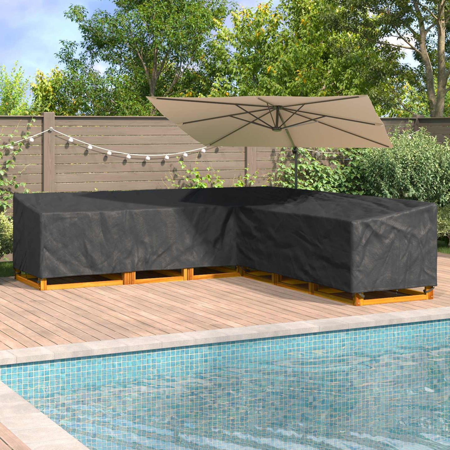 Furniture Cover Black 300 x 300 x 80 cm 210D Oxford Fbric