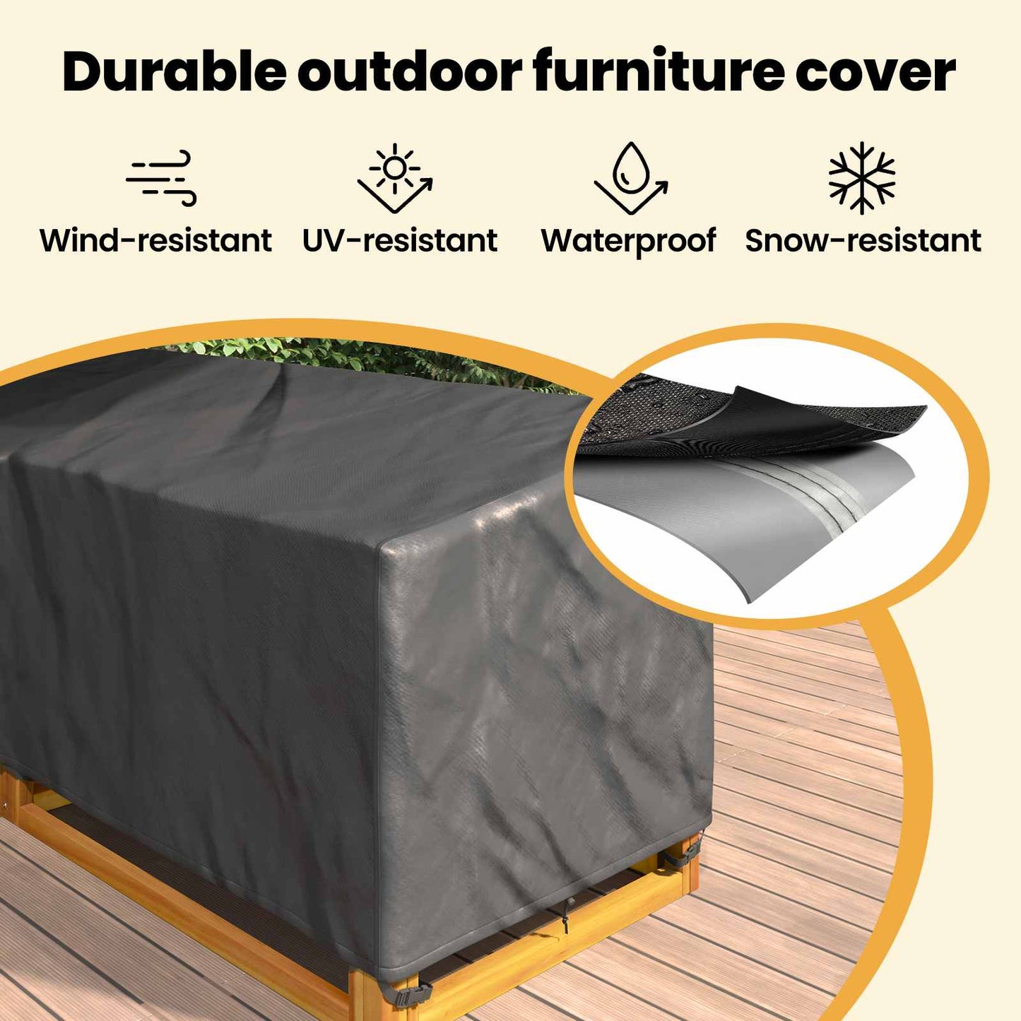 Furniture Cover Black 260 x 210 x 80 cm 210D Oxford Fbric