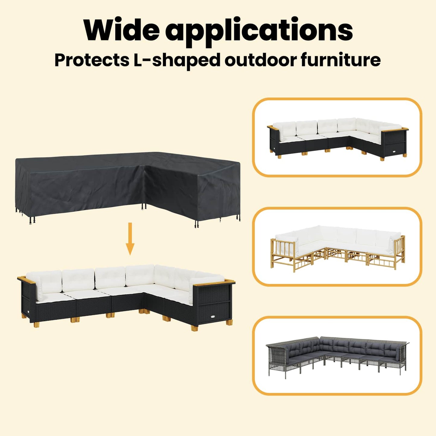 Furniture Cover Black 286 x 222 x 80 cm 210D Oxford Fabric