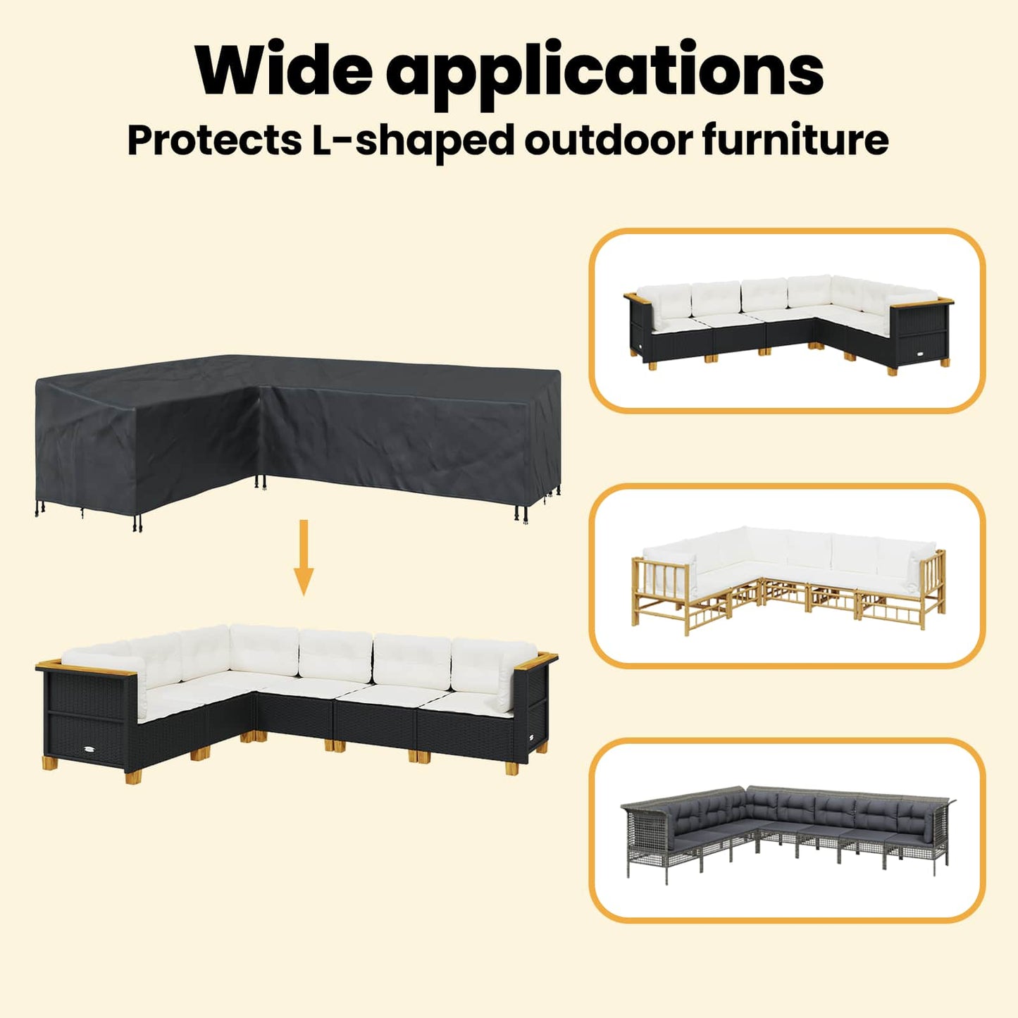 Furniture Cover Black 286 x 222 x 80 cm