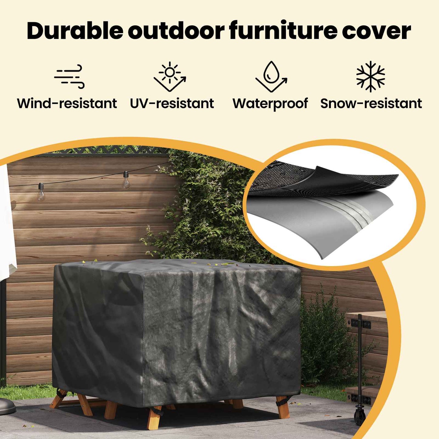 Furniture Cover Plain Black 113 x 113 x 73 cm 210D