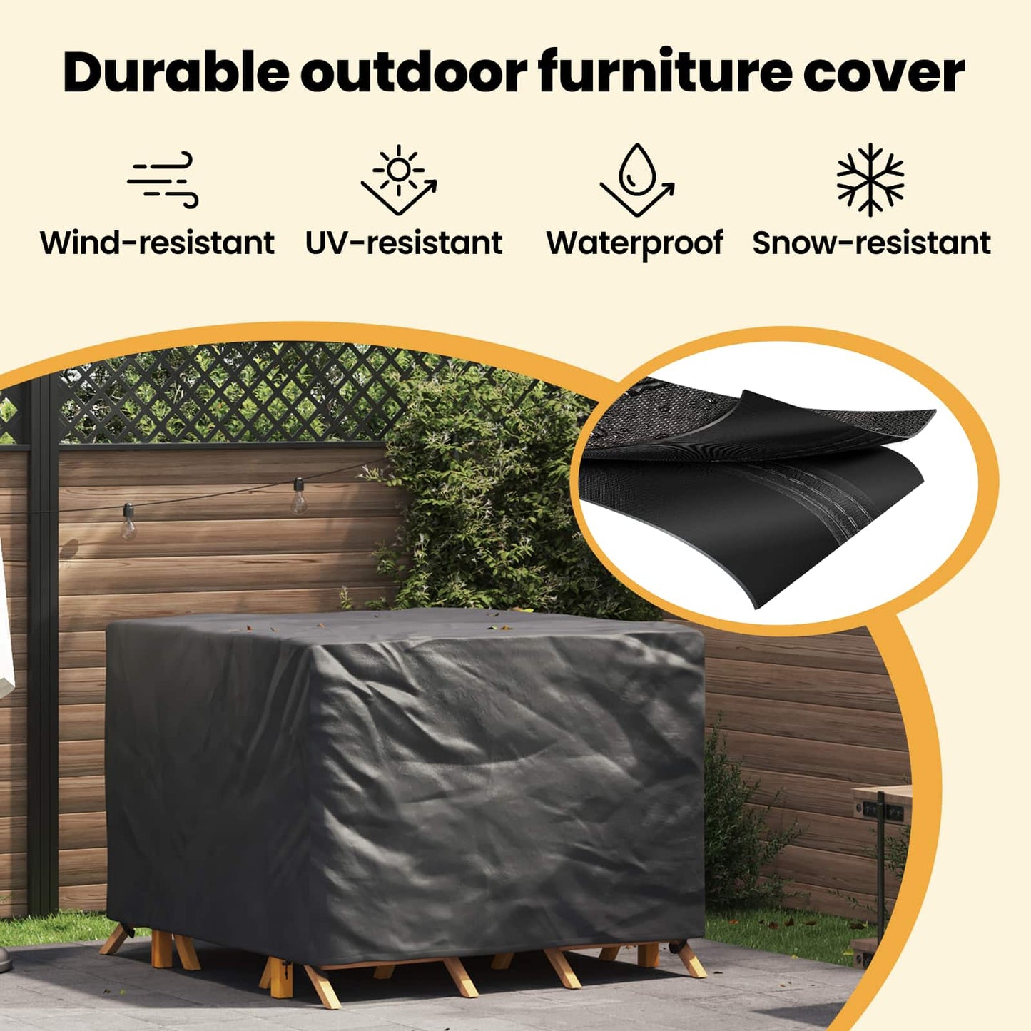 Furniture Cover Black 125 x 125 x 74 cm 420D Oxford fabric