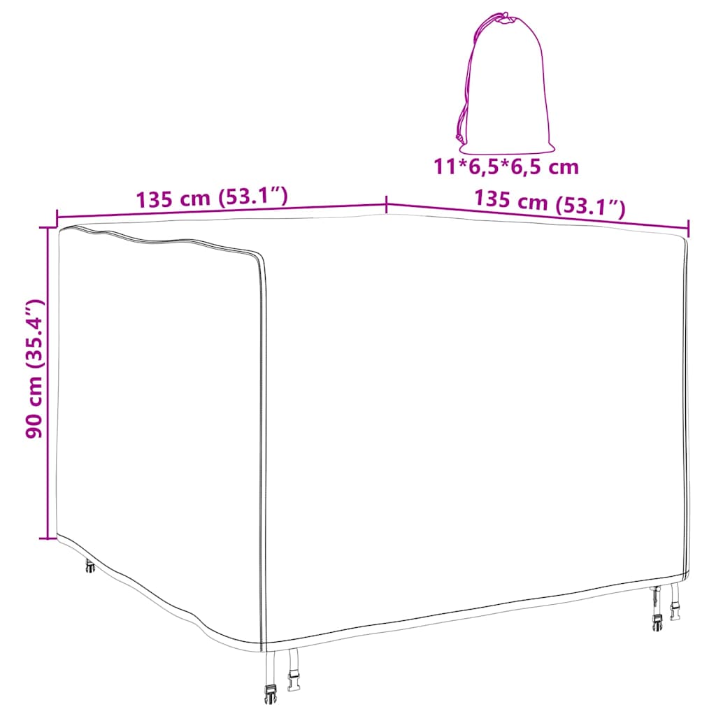 Furniture Cover Plain Black 135 x 135 x 90 cm Fabric