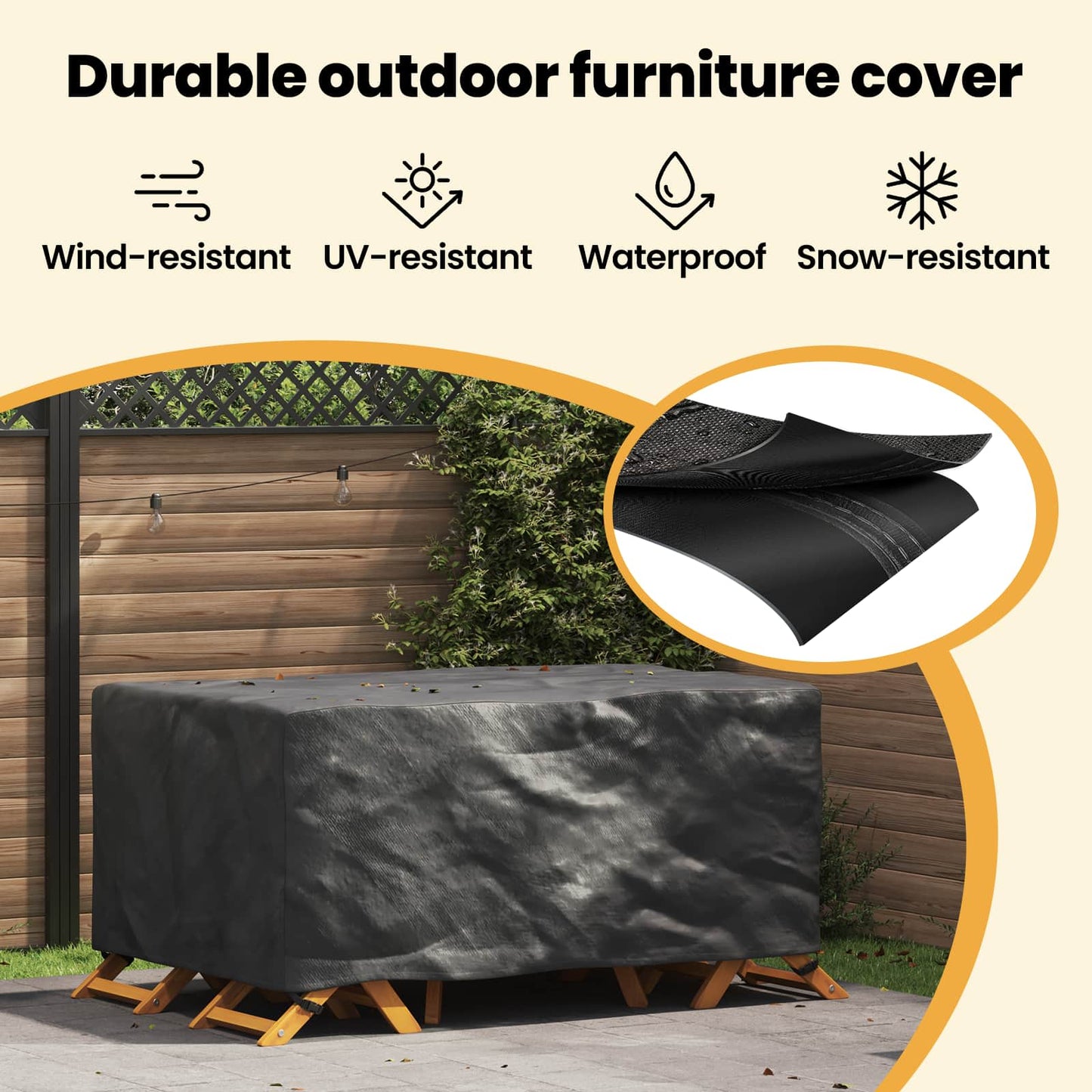 Furniture Cover Plain Black 172 x 113 x 73 cm 420D