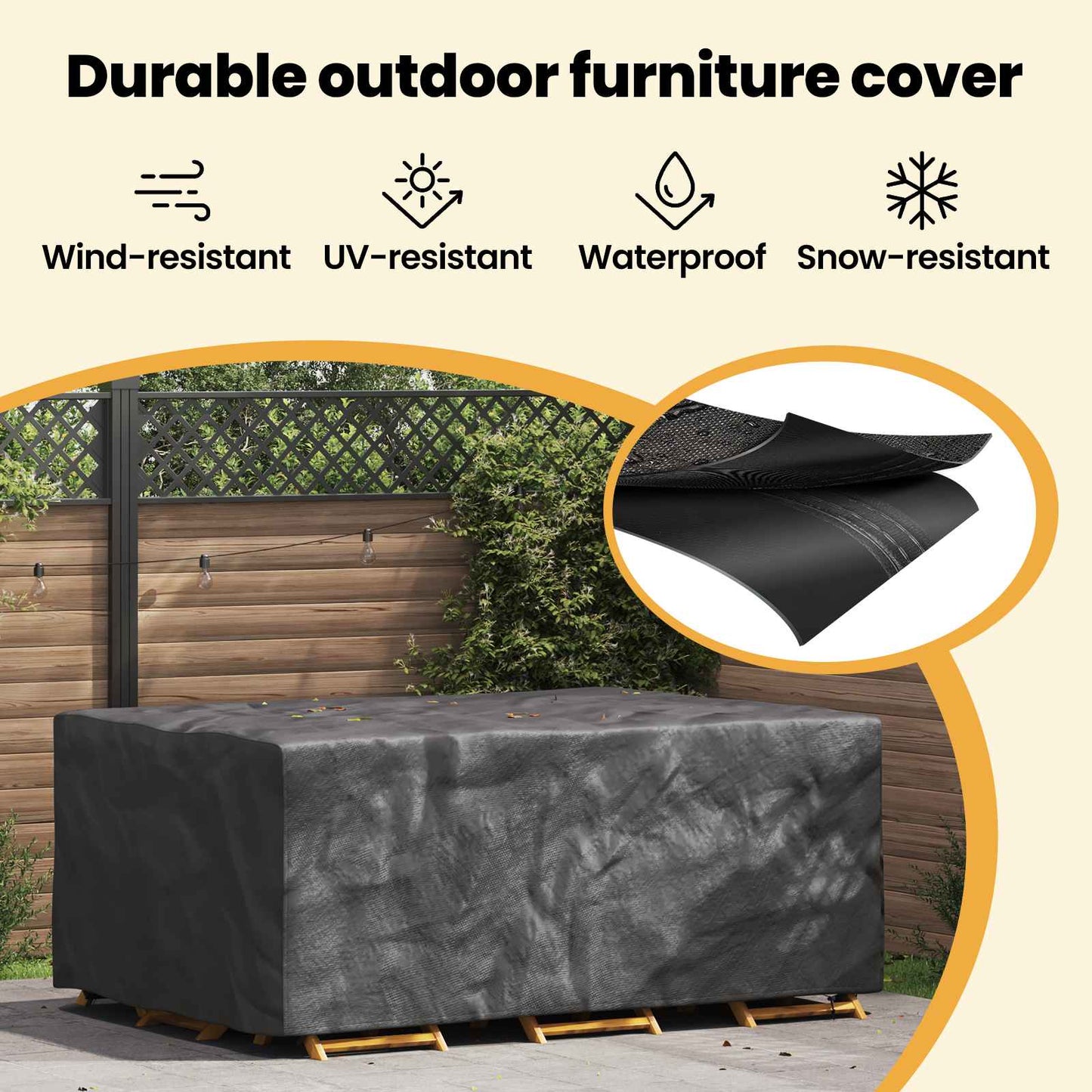 Furniture Cover Plain Black 230 x 165 x 80 cm 600D