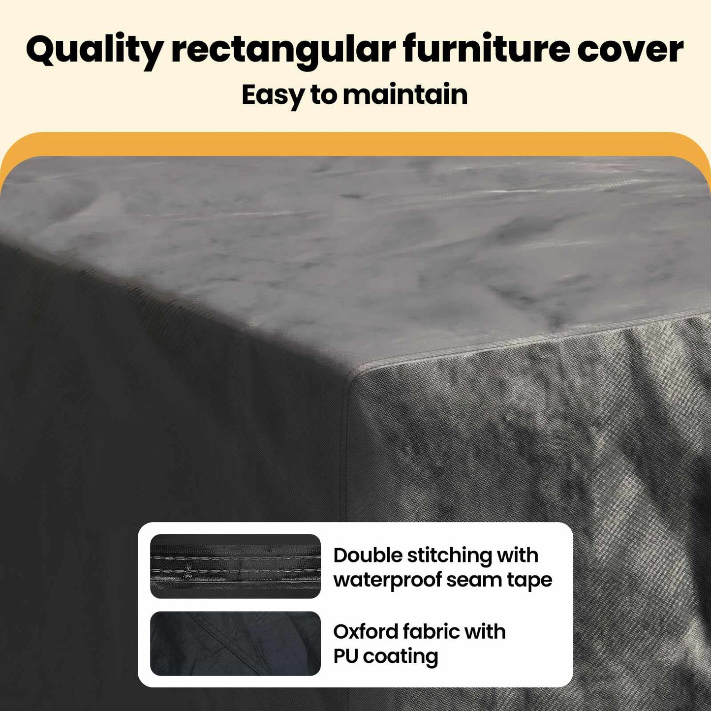 Furniture Cover Plain Black 240 x 190 x 90 cm 600D