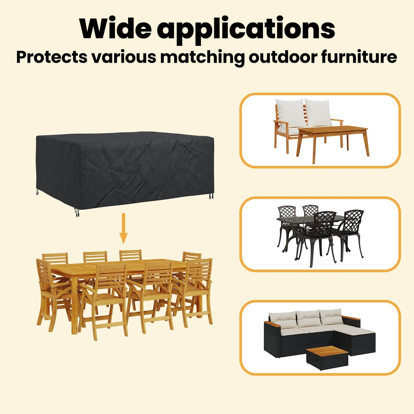 Furniture Cover Plain Black 240 x 190 x 90 cm 600D