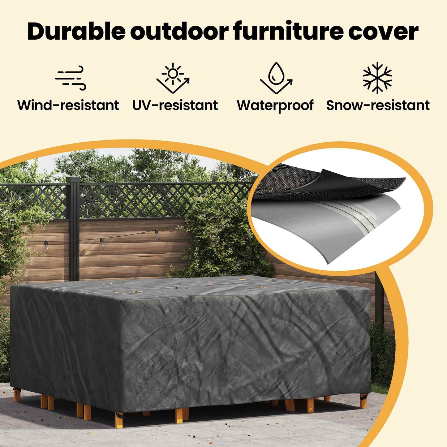 Furniture Cover Plain Black 250 x 210 x 90 cm 210D