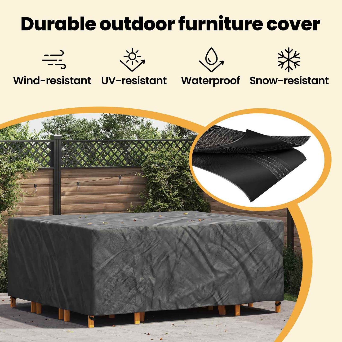 Furniture Cover Plain Black 250 x 210 x 90 cm 420D