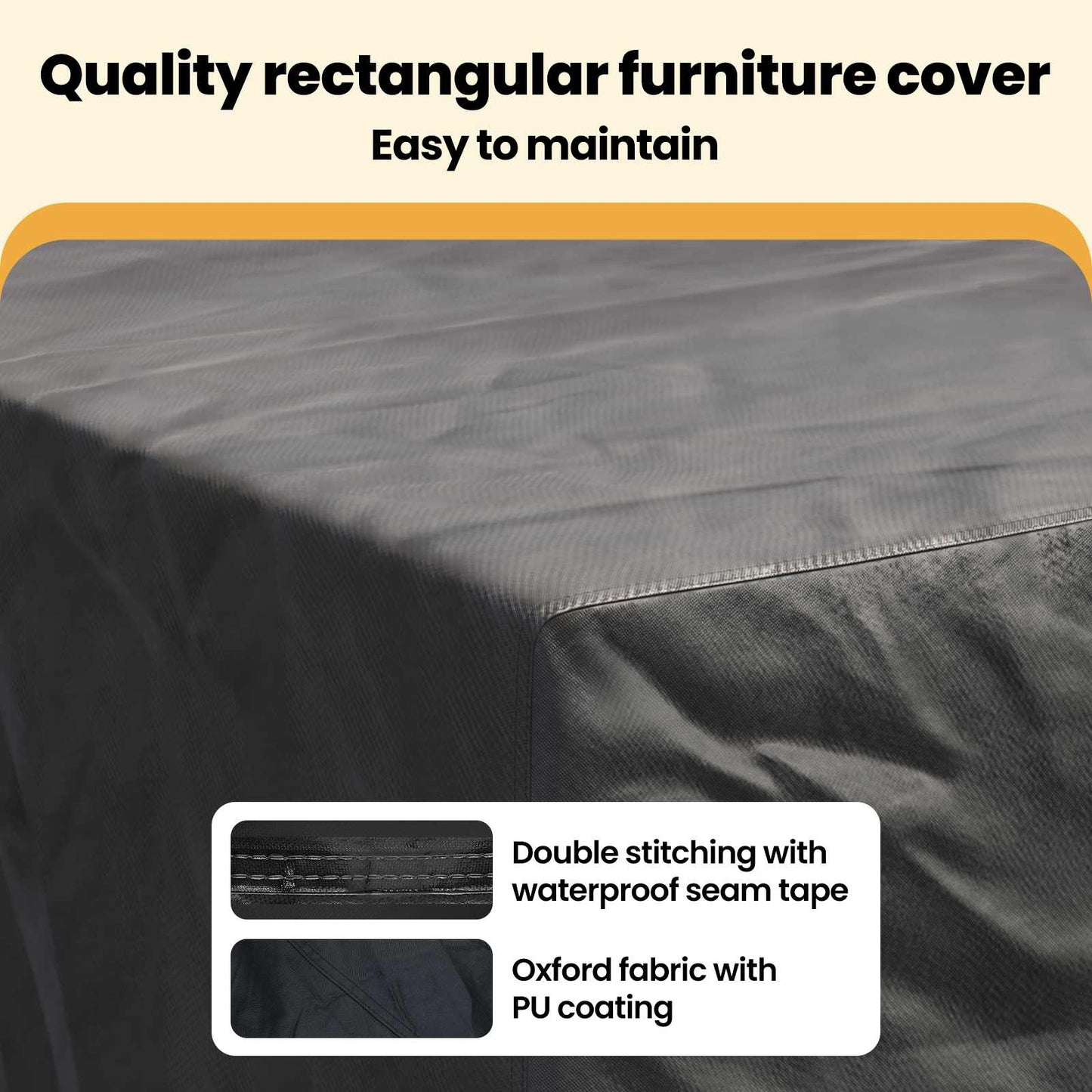 Furniture Cover Plain Black 250 x 210 x 90 cm 600D