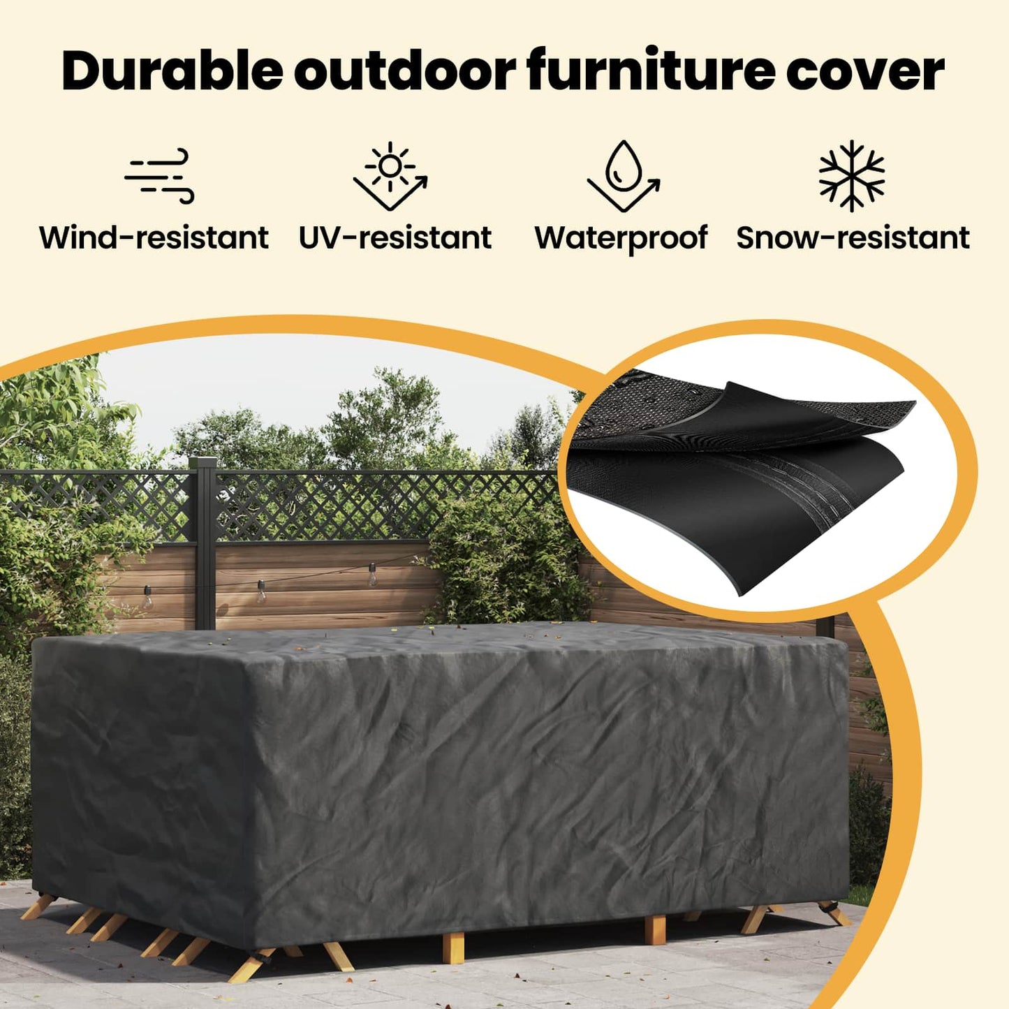 Furniture Cover Plain Black 280 x 204 x 106 cm 420D