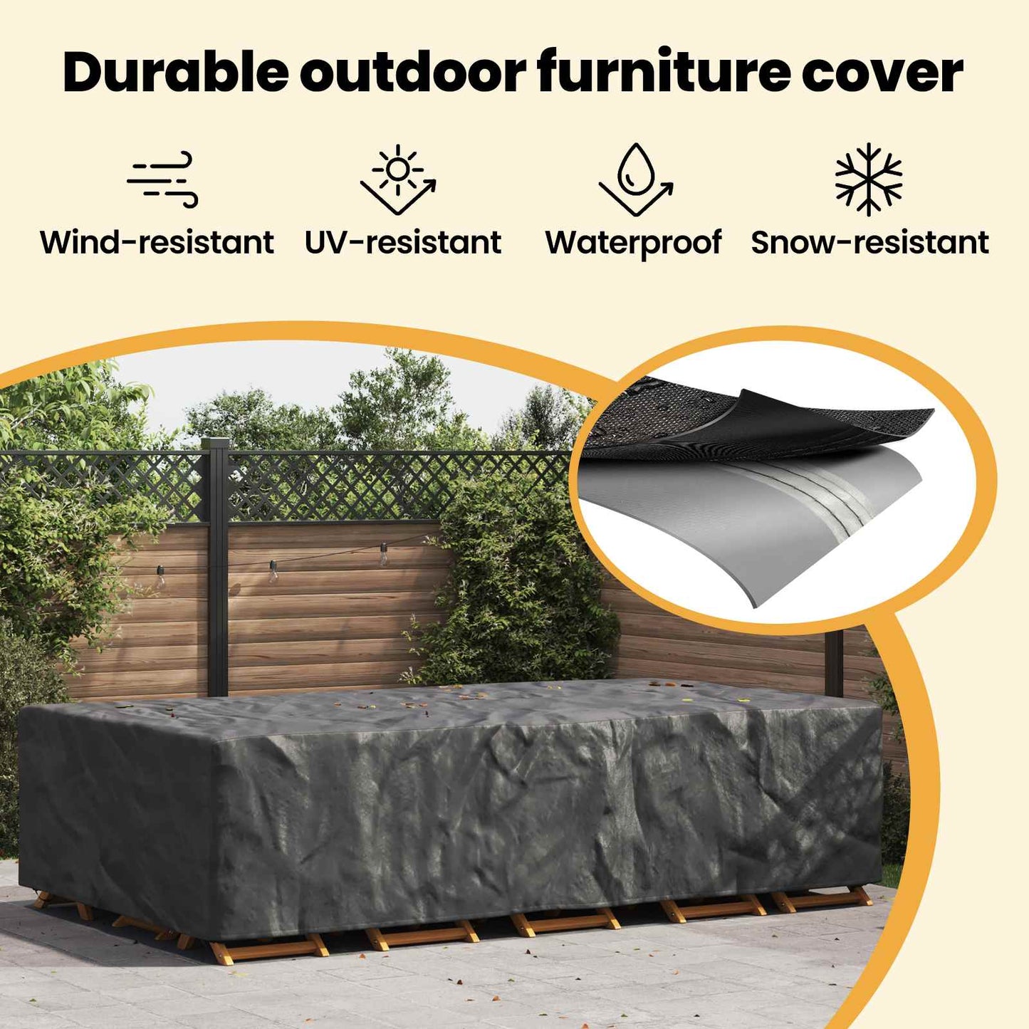 Furniture Cover Plain Black 305 x 190 x 85 cm 210D